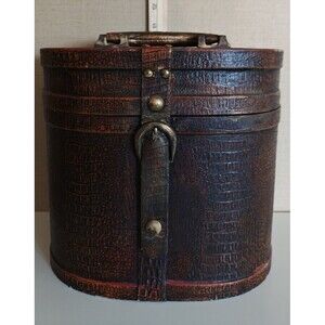 Antique Leather / Wood Top Hat Box Vintage